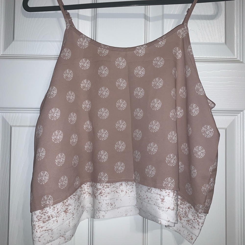 Pink and white polka dot layered crop top